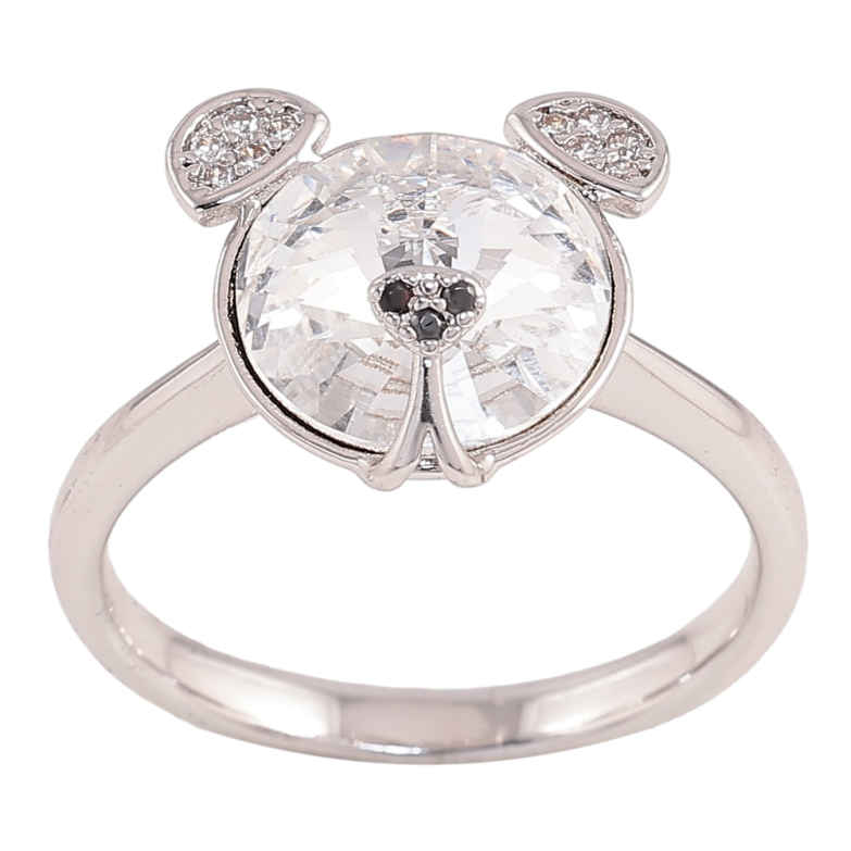 Каблучка Xuping колір Родій із кристалами Swarovski "Ведмедик кристал Clear" фото №2