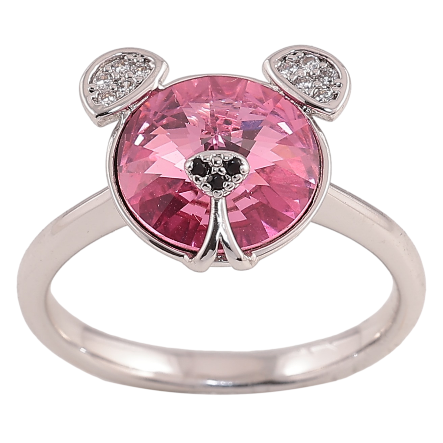 Каблучка Xuping колір Родій із кристалами Swarovski "Ведмедик кристал Rose" фото №1
