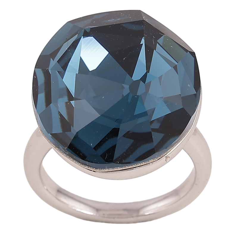 Кольцо Xuping цвет Родий с кристаллами Swarovski "Крупный кристалл Montana" 20х23мм фото №1