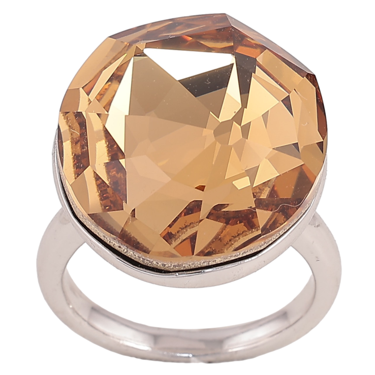 Каблучка Xuping колір Родій із кристалами Swarovski "Великий кристал Smoked Topaz" 20х23мм фото №2