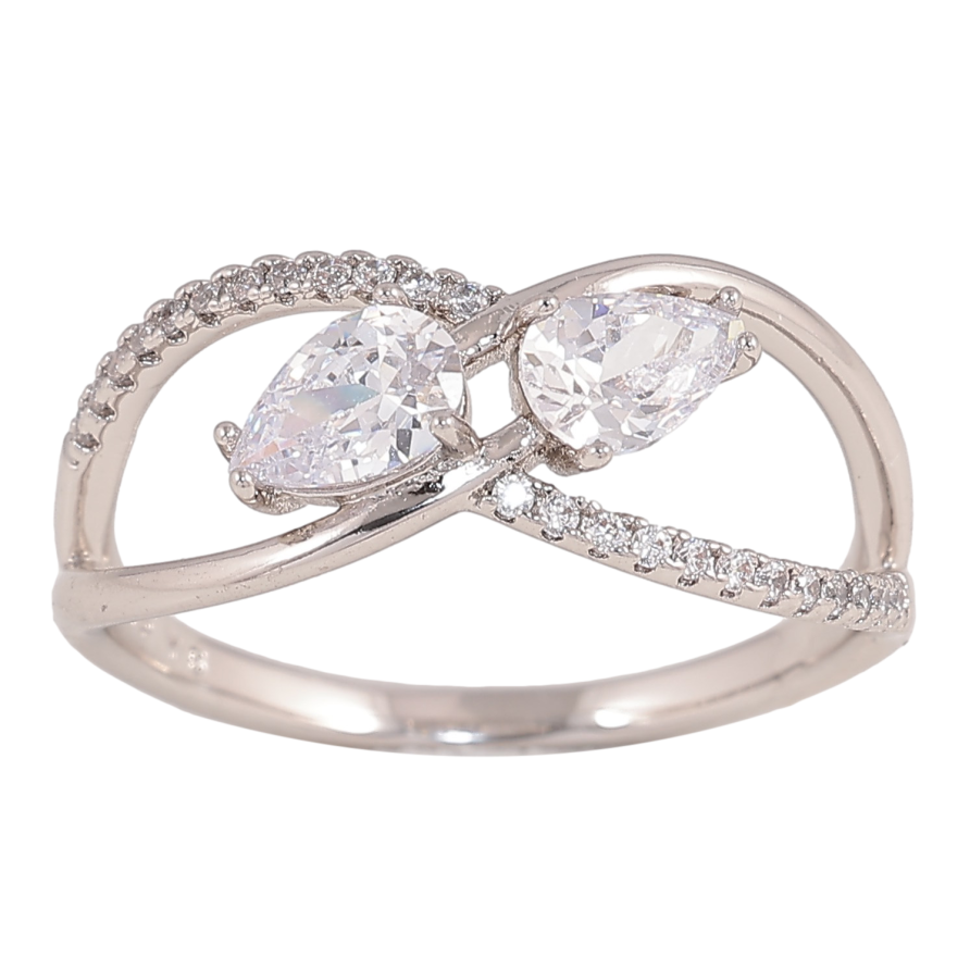 Кольцо Xuping цвет Родий "Узор с кристаллами" фото №1