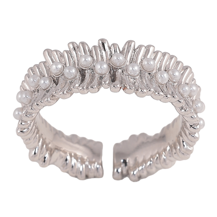 Кольцо Xuping цвет Родий "Декоративный узор с жемчужинками" фото №4