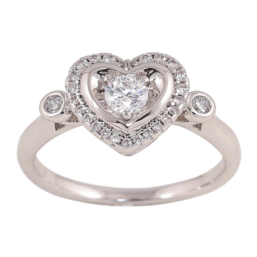 Кольцо Xuping цвет Родий "Сердечко с кристаллами" фото №1