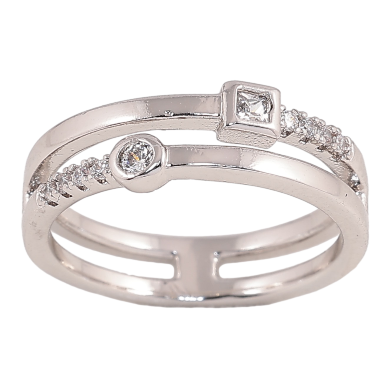 Каблучка Xuping колір Родій "Візерунок з кристалами" фото №1 Каблучка Xuping колір Родій "Візерунок з кристалами" фото №1