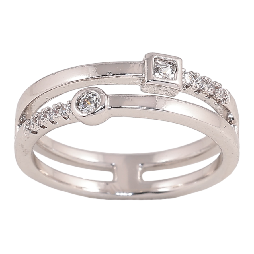 Каблучка Xuping колір Родій "Візерунок з кристалами" фото №1 Каблучка Xuping колір Родій "Візерунок з кристалами" фото №1