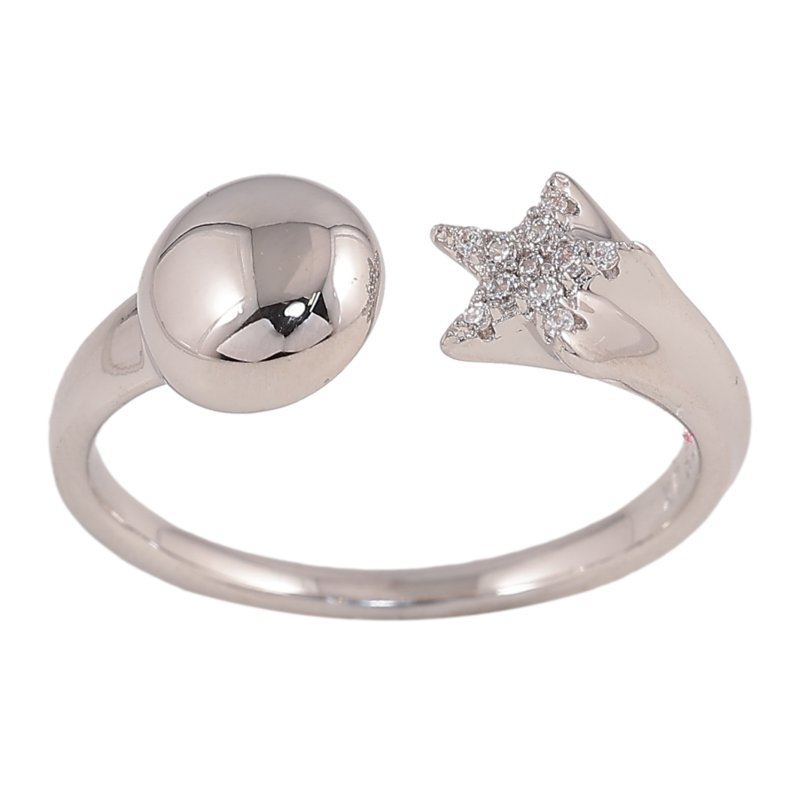 Кольцо Xuping цвет Родий "Узор со звездой и кристаллами" фото №1