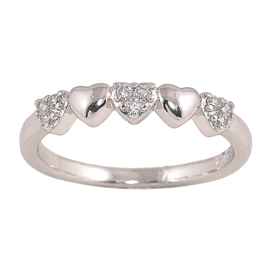 Каблучка Xuping колір Родій "Сердечка з кристалами" фото №1 Каблучка Xuping колір Родій "Сердечка з кристалами" фото №1