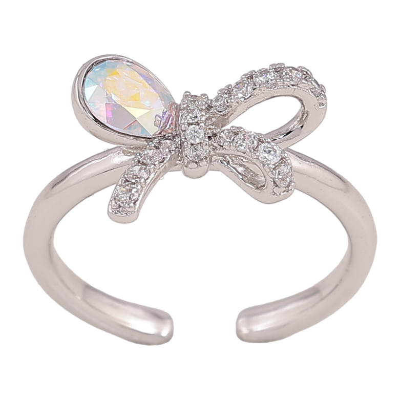 Кольцо Xuping цвет Родий с кр-ми Swarovski "Бант с кристаллом АВ" фото №2 Кольцо Xuping цвет Родий с кр-ми Swarovski "Бант с кристаллом АВ" фото №2