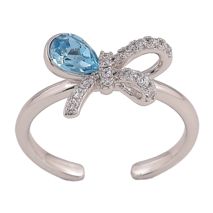 Каблучка Xuping колір Родій з кр-ми Swarovski "Бант із кристалом Aquamarine" фото №23 Каблучка Xuping колір Родій з кр-ми Swarovski "Бант із кристалом Aquamarine" фото №23