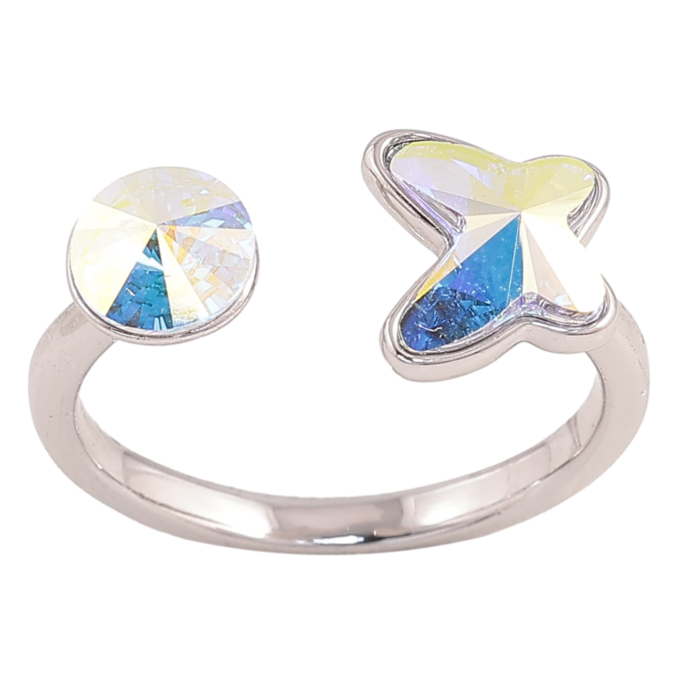 Каблучка Xuping колір Родій з кр-ми Swarovski "Два кристали АВ" фото №12 Каблучка Xuping колір Родій з кр-ми Swarovski "Два кристали АВ" фото №12