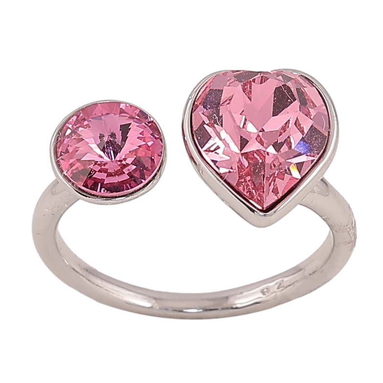 Каблучка Xuping колір Родій з кр-ми Swarovski "Два кристали Rose" фото №1 Каблучка Xuping колір Родій з кр-ми Swarovski "Два кристали Rose" фото №1