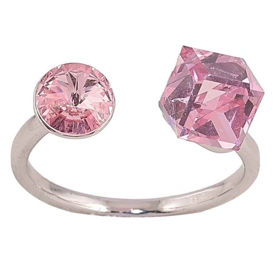 Каблучка Xuping колір Родій з кр-ми Swarovski "Два кристали Rose" фото №1