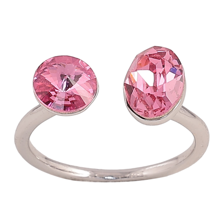 Каблучка Xuping колір Родій з кр-ми Swarovski "Два кристали Rose" фото №2 Каблучка Xuping колір Родій з кр-ми Swarovski "Два кристали Rose" фото №2