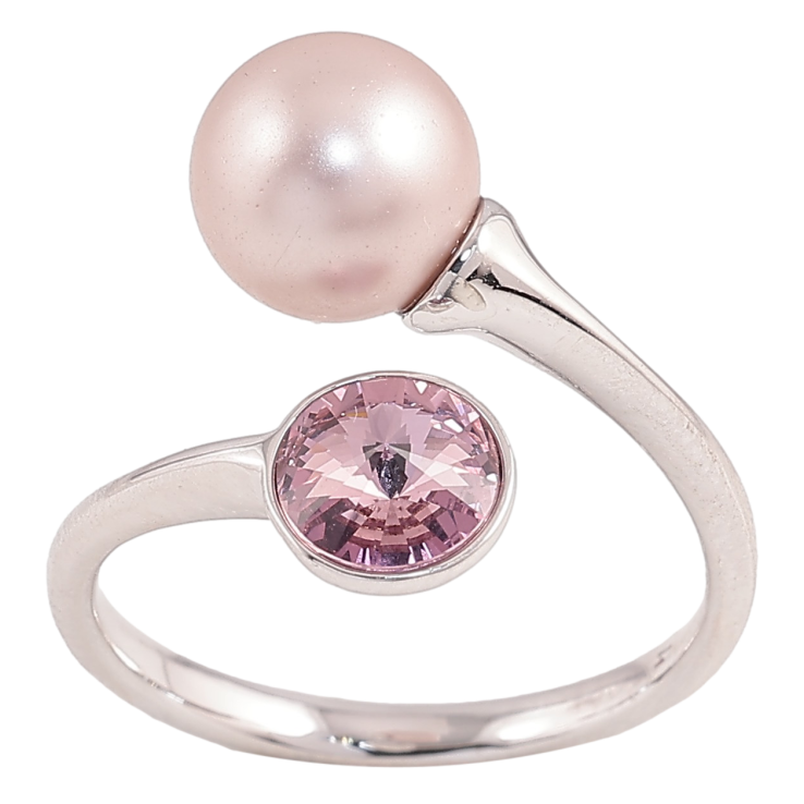 Каблучка Xuping колір Родій з кр-ми Swarovski "Кристал Amethyst з перлиною" фото №17