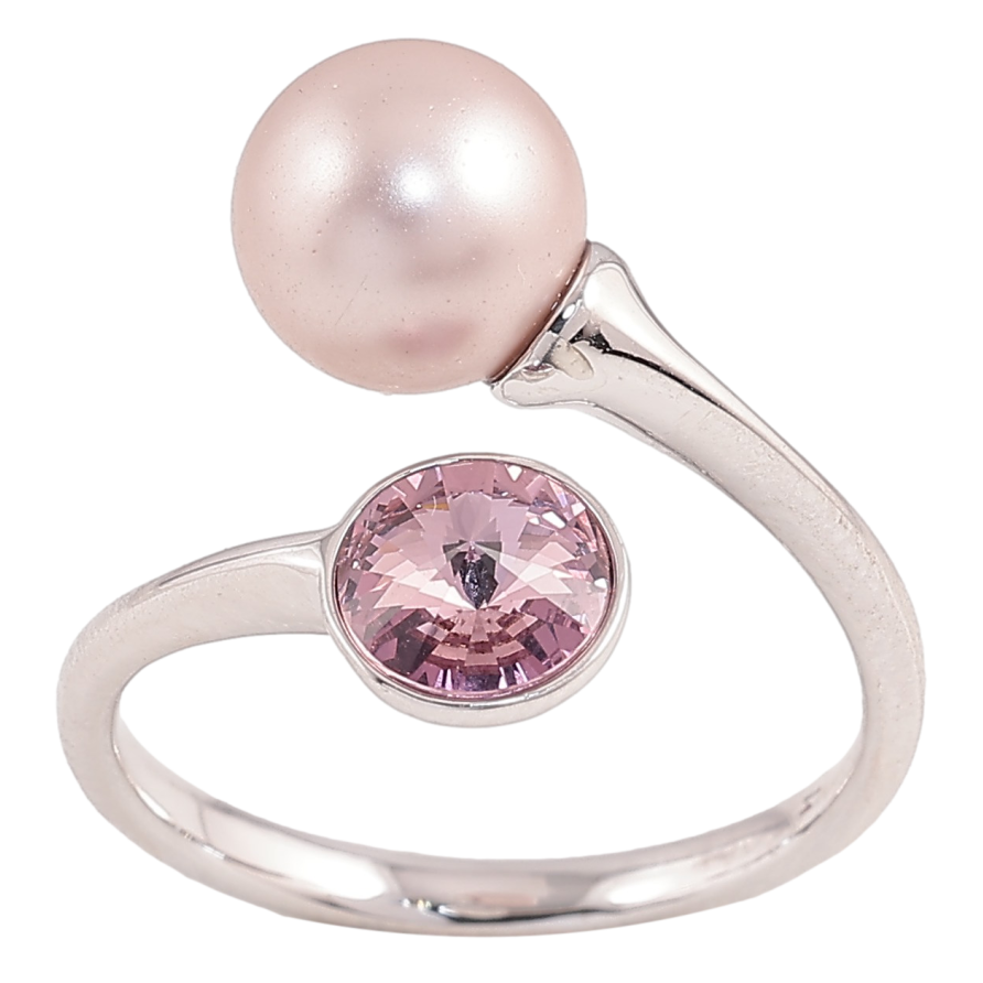 Каблучка Xuping колір Родій з кр-ми Swarovski "Кристал Amethyst з перлиною" фото №1