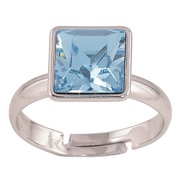 Каблучка Xuping колір Родій з кр-ми Swarovski "Кристал Aquamarine" 10х10мм фото №2 Каблучка Xuping колір Родій з кр-ми Swarovski "Кристал Aquamarine" 10х10мм фото №2