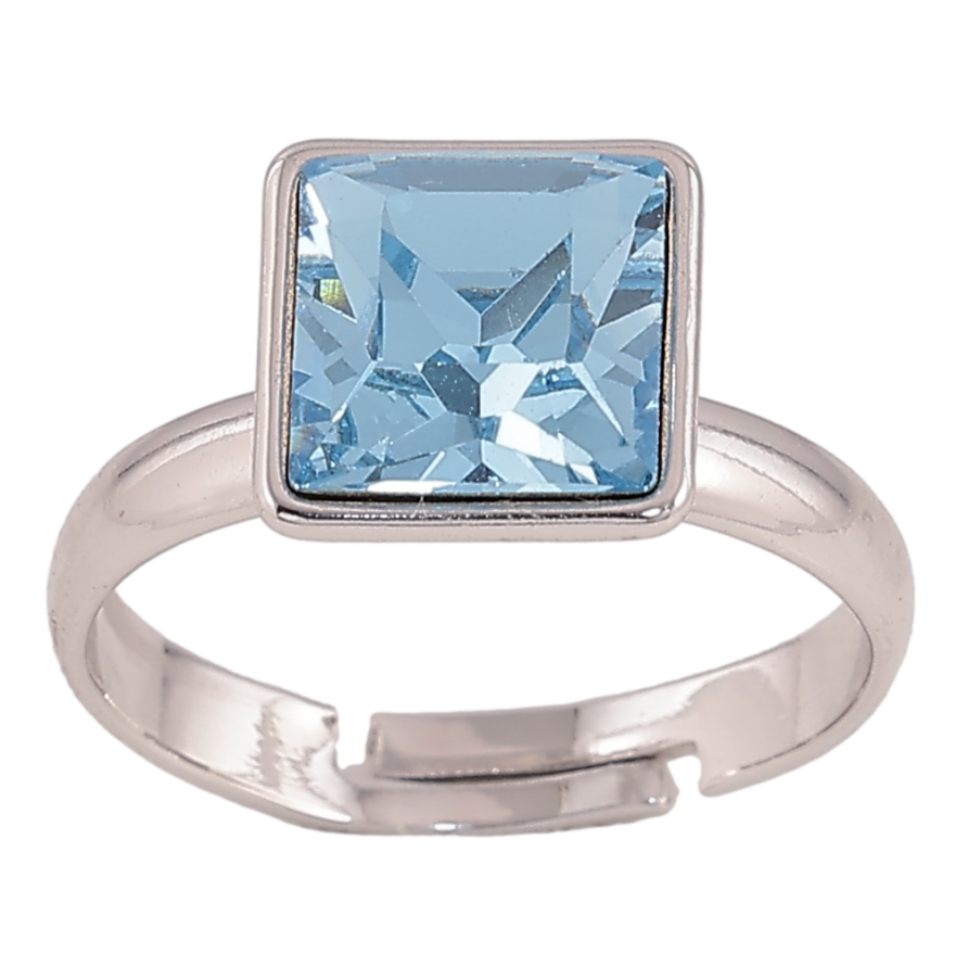 Каблучка Xuping колір Родій з кр-ми Swarovski "Кристал Aquamarine" 10х10мм фото №1 Каблучка Xuping колір Родій з кр-ми Swarovski "Кристал Aquamarine" 10х10мм фото №1