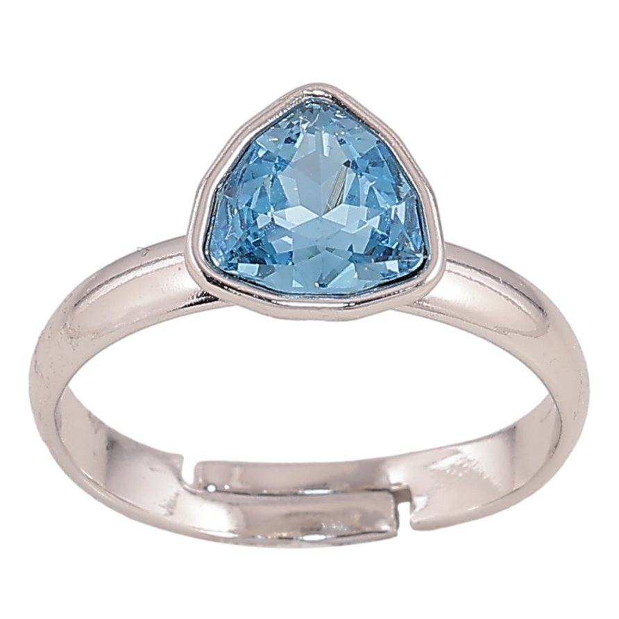 Каблучка Xuping колір Родій з кр-ми Swarovski "Кристал Aquamarine" фото №1
