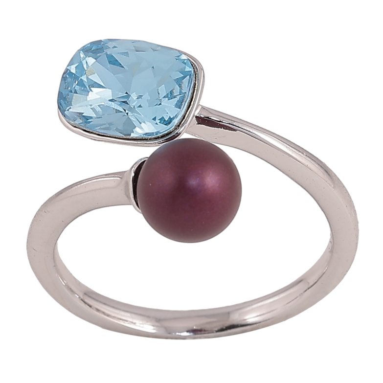 Кольцо Xuping цвет Родий с кр-ми Swarovski "Кристалл Aquamarine с шариком, ø 6мм, 6х8мм" фото №3 Кольцо Xuping цвет Родий с кр-ми Swarovski "Кристалл Aquamarine с шариком, ø 6мм, 6х8мм" фото №3