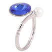 Каблучка Xuping колір Родій з кр-ми Swarovski "Кристал Capri Blue з перлиною, ø 5мм и 11мм" фото №4