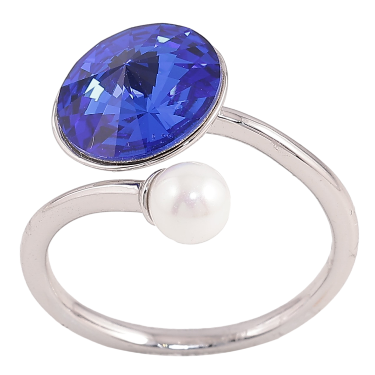 Каблучка Xuping колір Родій з кр-ми Swarovski "Кристал Capri Blue з перлиною, ø 5мм и 11мм" фото №9 Каблучка Xuping колір Родій з кр-ми Swarovski "Кристал Capri Blue з перлиною, ø 5мм и 11мм" фото №9