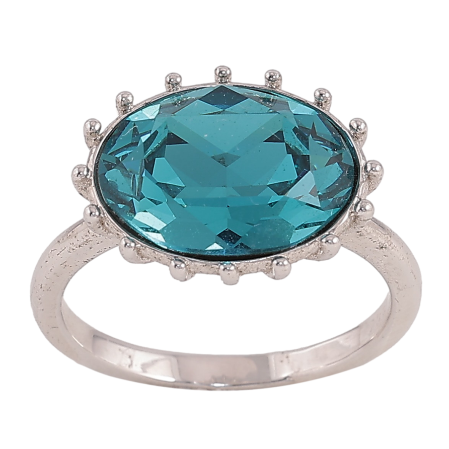 Каблучка Xuping колір Родій з кр-ми Swarovski "Кристал Blue Zircon" фото №1