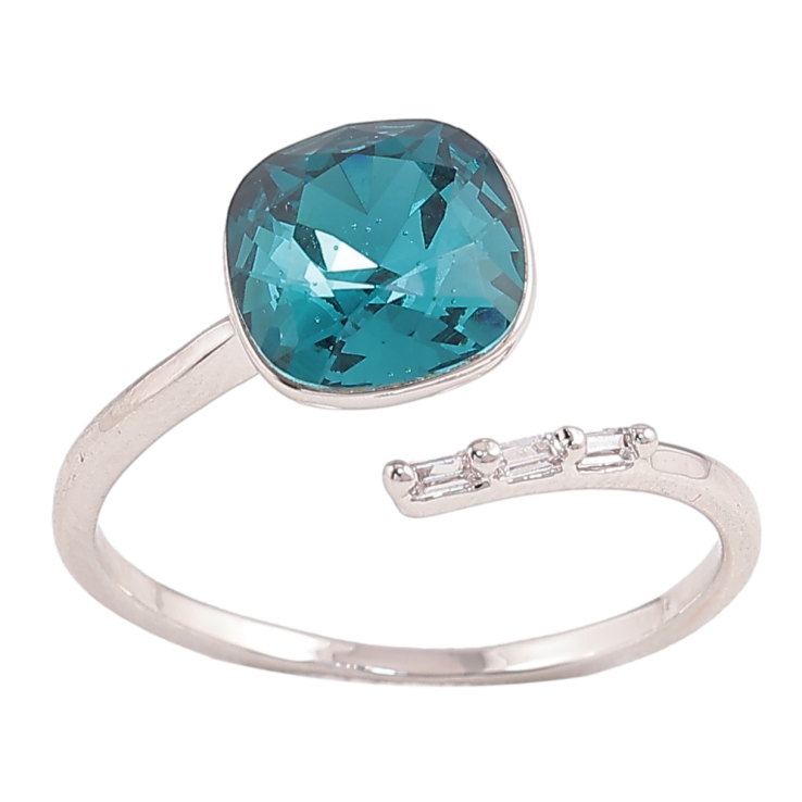 Каблучка Xuping колір Родій з кр-ми Swarovski "Кристал Blue Zircon" фото №15