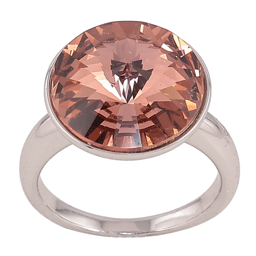 Каблучка Xuping колір Родій з кр-ми Swarovski "Кристал Antique Pink" ø 15мм фото №1