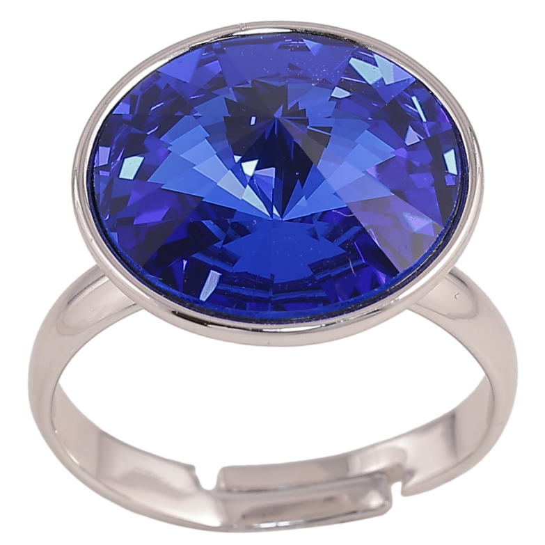 Кольцо Xuping цвет Родий с кр-ми Swarovski "Кристалл Capri Blue ø 16мм" фото №1 Кольцо Xuping цвет Родий с кр-ми Swarovski "Кристалл Capri Blue ø 16мм" фото №1