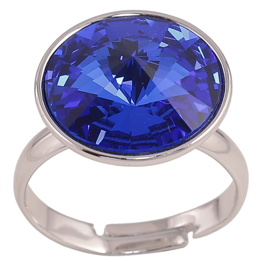 Каблучка Xuping колір Родій з кр-ми Swarovski "Кристал Capri Blue ø 16мм" фото №1 Каблучка Xuping колір Родій з кр-ми Swarovski "Кристал Capri Blue ø 16мм" фото №1