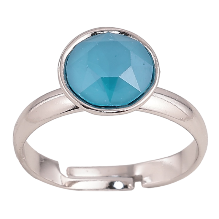 Каблучка Xuping колір Родій з кр-ми Swarovski "Кристал Caribbean Blue Opal" ø 10мм фото №3 Каблучка Xuping колір Родій з кр-ми Swarovski "Кристал Caribbean Blue Opal" ø 10мм фото №3