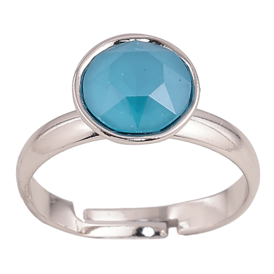 Каблучка Xuping колір Родій з кр-ми Swarovski "Кристал Caribbean Blue Opal" ø 10мм фото №1