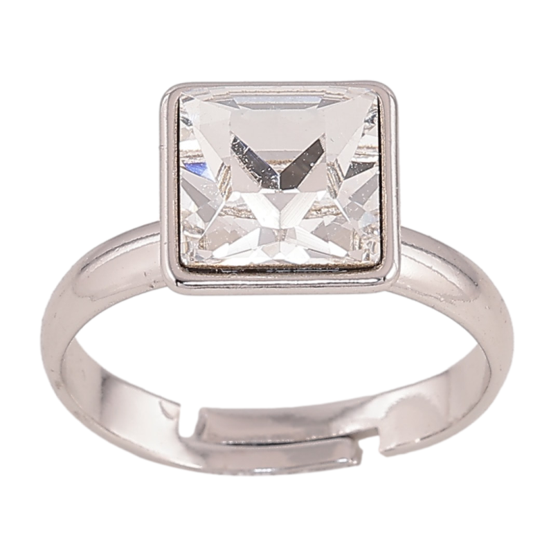 Каблучка Xuping колір Родій з кр-ми Swarovski "Кристал Clear" 10х10мм фото №2 Каблучка Xuping колір Родій з кр-ми Swarovski "Кристал Clear" 10х10мм фото №2