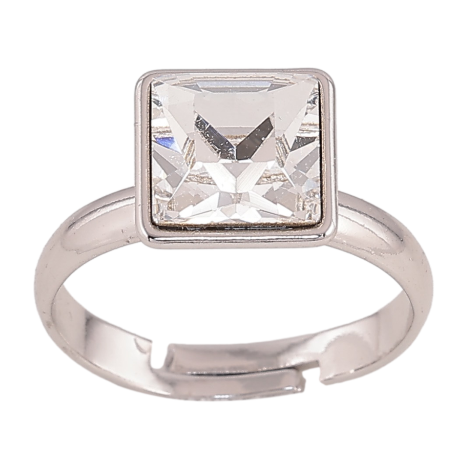 Каблучка Xuping колір Родій з кр-ми Swarovski "Кристал Clear" 10х10мм фото №1 Каблучка Xuping колір Родій з кр-ми Swarovski "Кристал Clear" 10х10мм фото №1