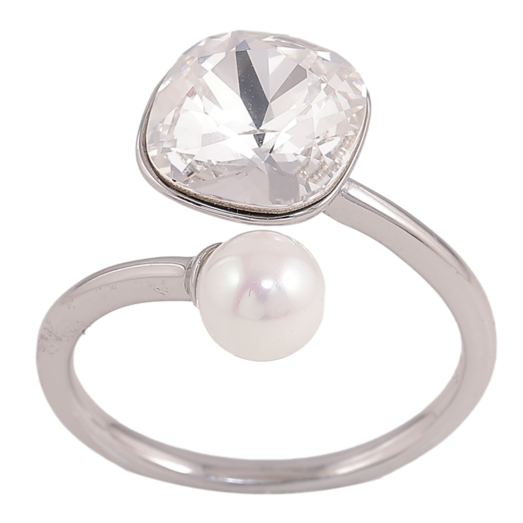 Каблучка Xuping колір Родій з кр-ми Swarovski "Кристал Clear з перлиною, ø 10мм та 6мм" фото №18