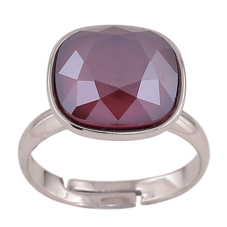 Каблучка Xuping колір Родій з кр-ми Swarovski "Кристал Burgundy" 14х14мм фото №1 Каблучка Xuping колір Родій з кр-ми Swarovski "Кристал Burgundy" 14х14мм фото №1