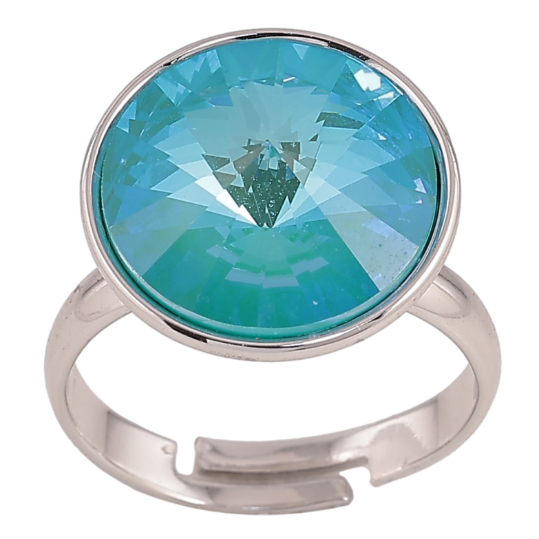 Каблучка Xuping колір Родій з кр-ми Swarovski "Кристал Laguna Delite" ø 16мм фото №1 Каблучка Xuping колір Родій з кр-ми Swarovski "Кристал Laguna Delite" ø 16мм фото №1