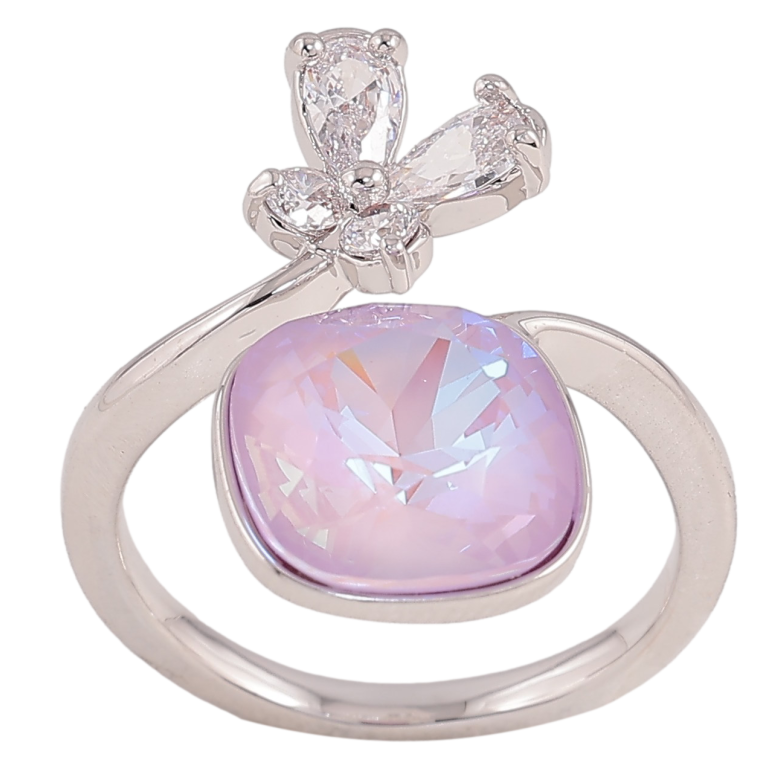 Кольцо Xuping цвет Родий с кр-ми Swarovski "Кристалл Lavender Delite с бабочкой" фото №2