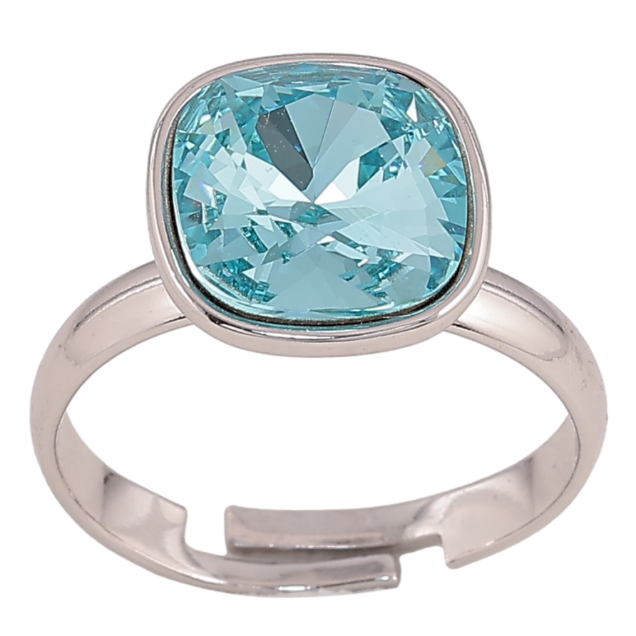 Кольцо Xuping цвет Родий с кр-ми Swarovski Кристалл Light Turquoise 12х12мм фото №1
