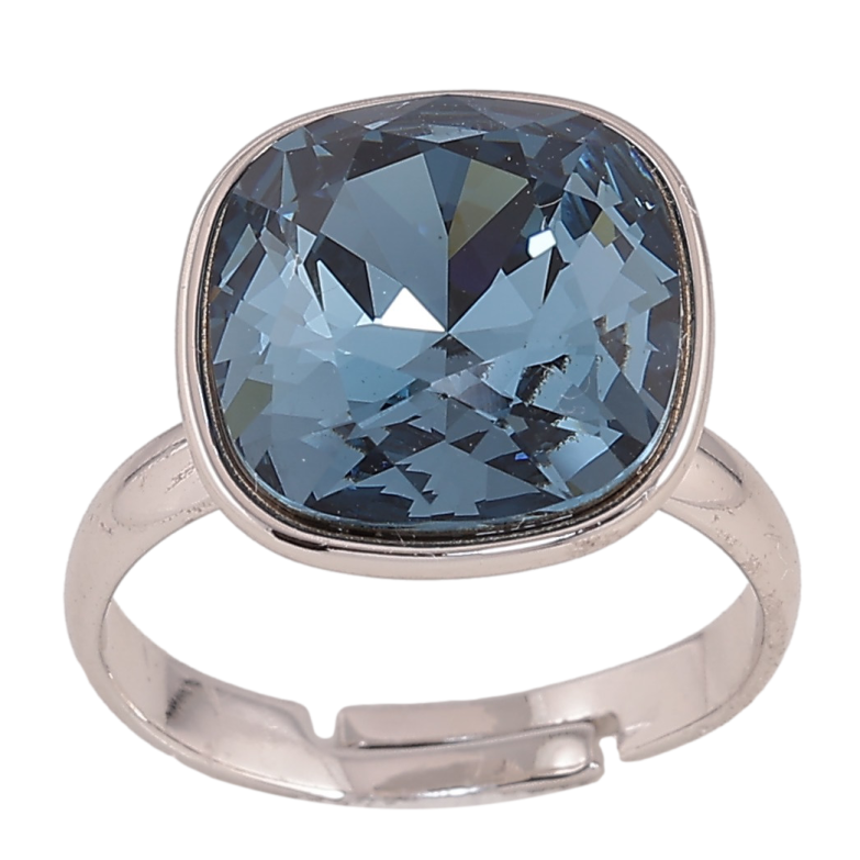 Кольцо Xuping цвет Родий с кр-ми Swarovski "Кристалл Montana" 14х14мм фото №1