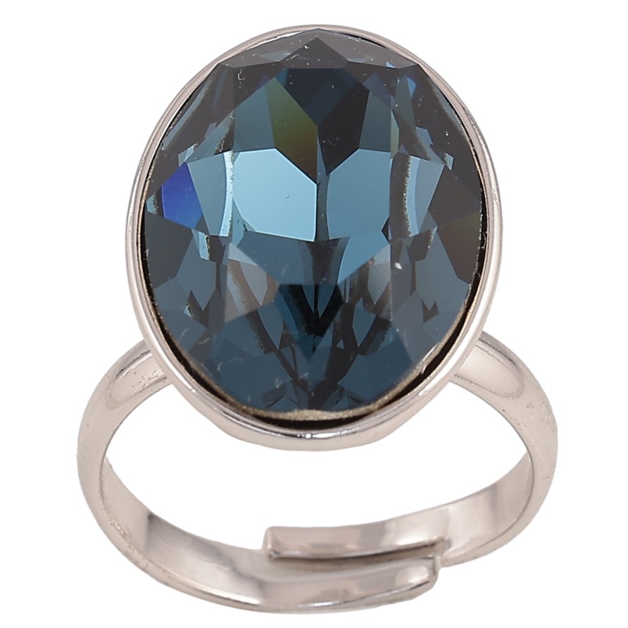 Каблучка Xuping колір Родій з кр-ми Swarovski "Кристал Montana, 20х15мм" фото №1 Каблучка Xuping колір Родій з кр-ми Swarovski "Кристал Montana, 20х15мм" фото №1