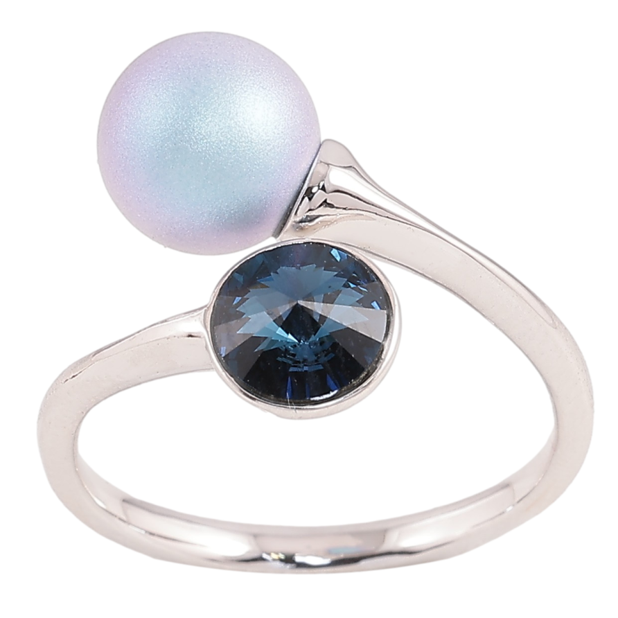 Кольцо Xuping цвет Родий с кр-ми Swarovski Кристалл Montana с перламутровым шариком фото №1