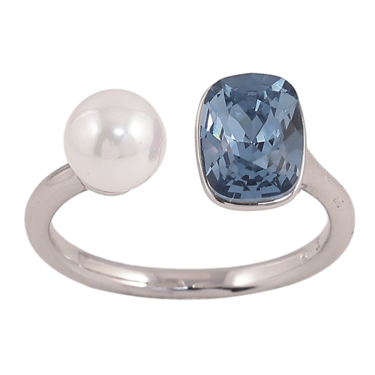 Каблучка Xuping колір Родій з кр-ми Swarovski "Кристал Montana з перлами, ø 6мм, 6х8мм" фото №8 Каблучка Xuping колір Родій з кр-ми Swarovski "Кристал Montana з перлами, ø 6мм, 6х8мм" фото №8