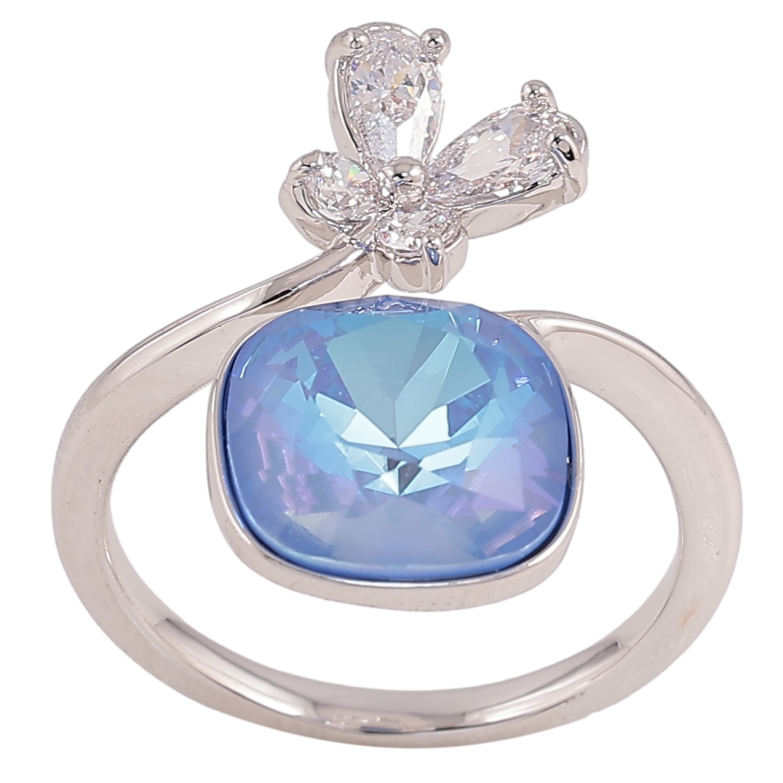 Кольцо Xuping цвет Родий с кр-ми Swarovski "Кристалл Ocean Delite с бабочкой" фото №1 Кольцо Xuping цвет Родий с кр-ми Swarovski "Кристалл Ocean Delite с бабочкой" фото №1