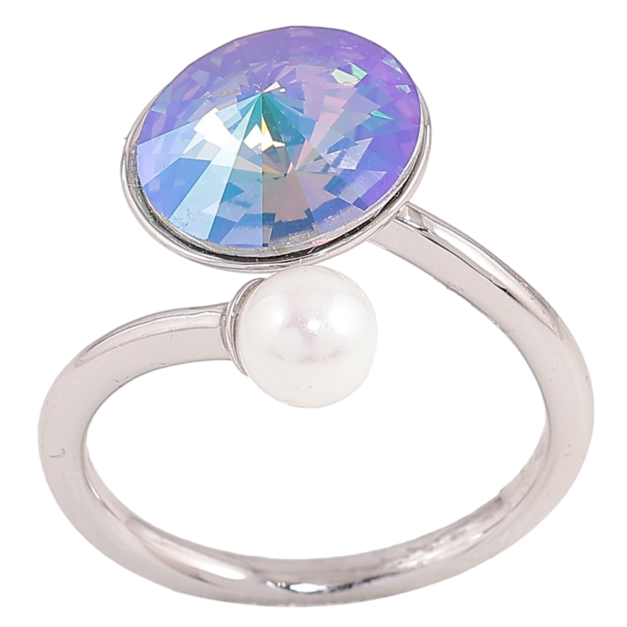 Каблучка Xuping колір Родій з кр-ми Swarovski "Кристал Paradise Shine з перлиною, ø 5мм и 11мм" фото №1 Каблучка Xuping колір Родій з кр-ми Swarovski "Кристал Paradise Shine з перлиною, ø 5мм и 11мм" фото №1