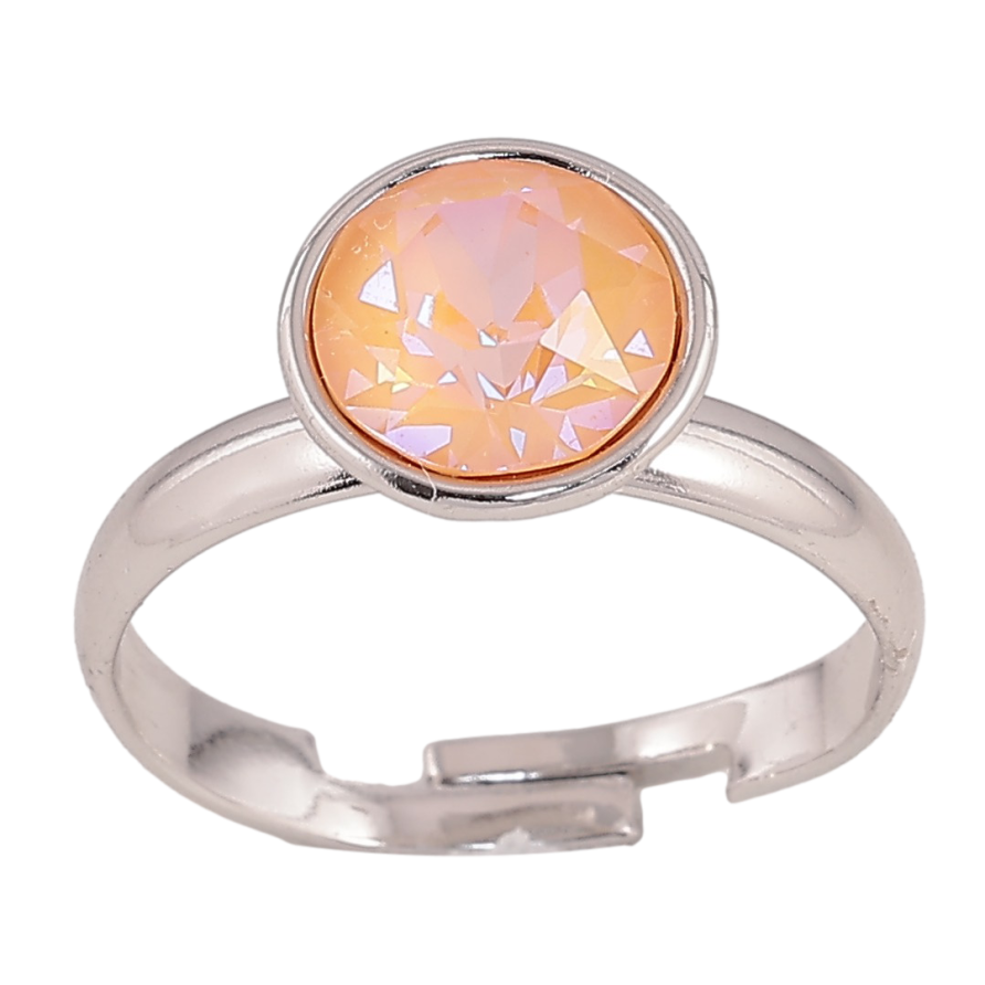 Каблучка Xuping колір Родій з кр-ми Swarovski "Кристал Peach Delite" ø 10мм фото №1