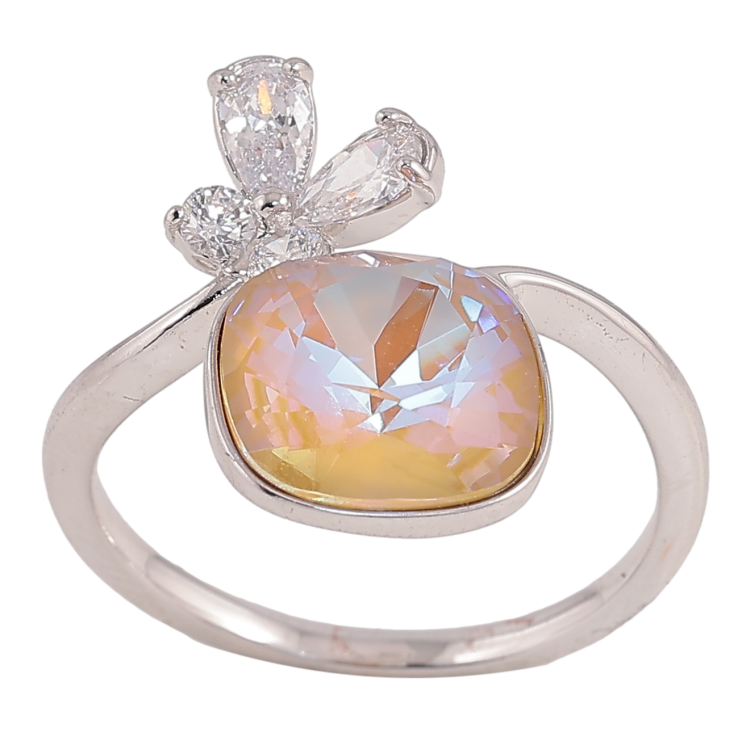 Каблучка Xuping колір Родій з кр-ми Swarovski "Кристал Peach Delite з метеликом" фото №24