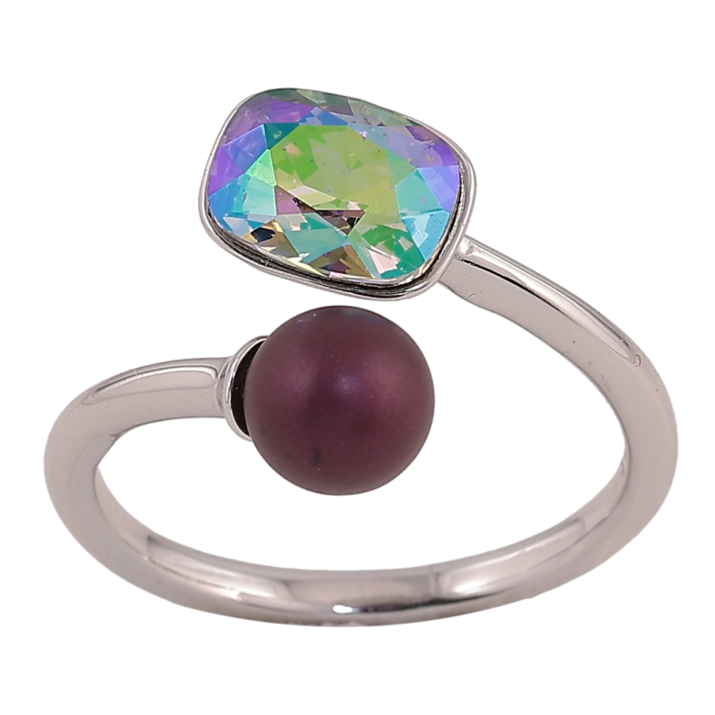 Каблучка Xuping колір Родій з кр-ми Swarovski "Кристал Peridot Shimmer з кулькою, ø 6мм, 6х8мм" фото №3
