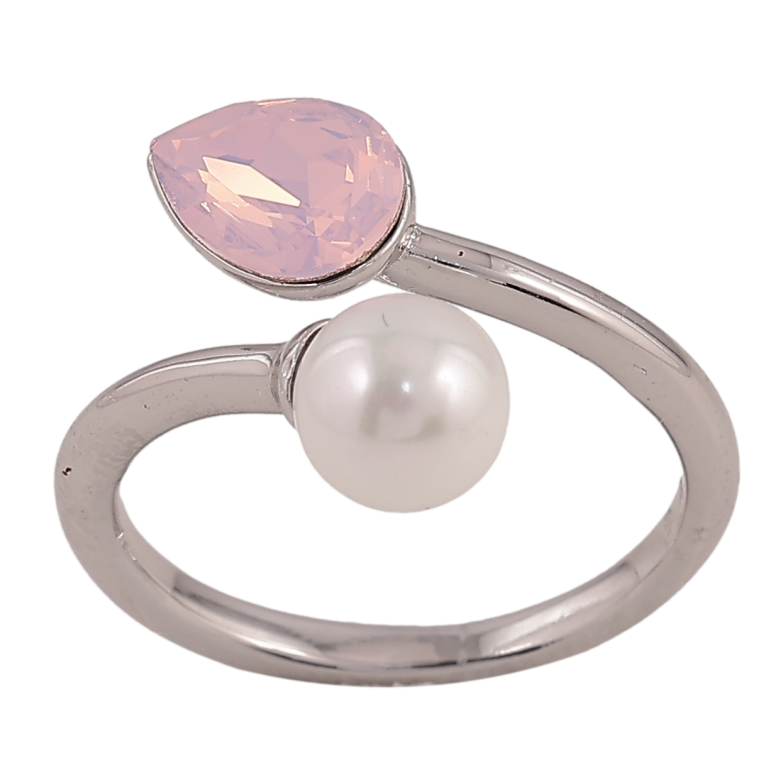 Кольцо Xuping цвет Родий с кр-ми Swarovski "Кристалл Pink Opal с жемчужиной" фото №1 Кольцо Xuping цвет Родий с кр-ми Swarovski "Кристалл Pink Opal с жемчужиной" фото №1