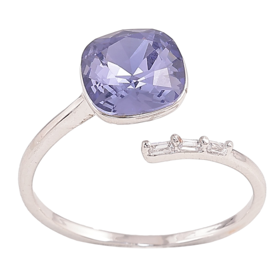 Каблучка Xuping колір Родій з кр-ми Swarovski "Кристал Provence Lavender" фото №1